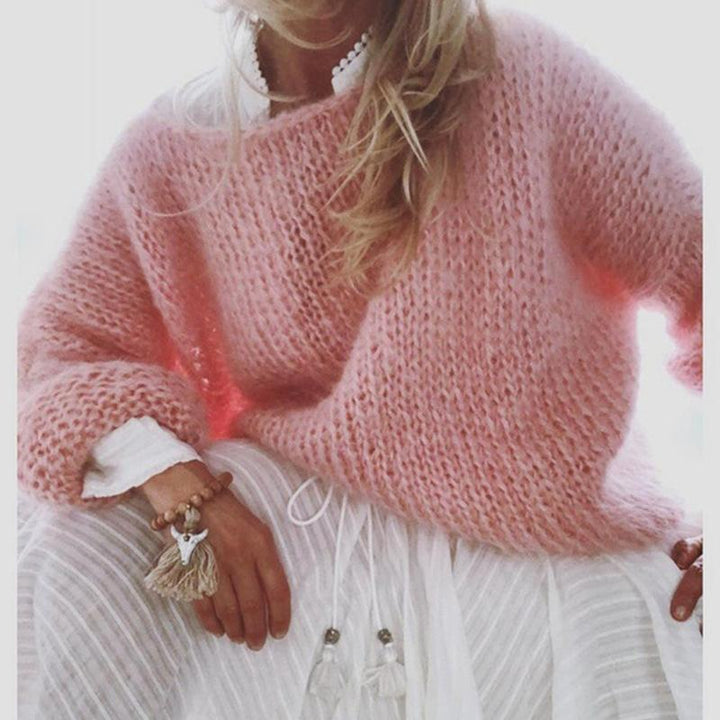 Casual hulstrikket mohair sweater