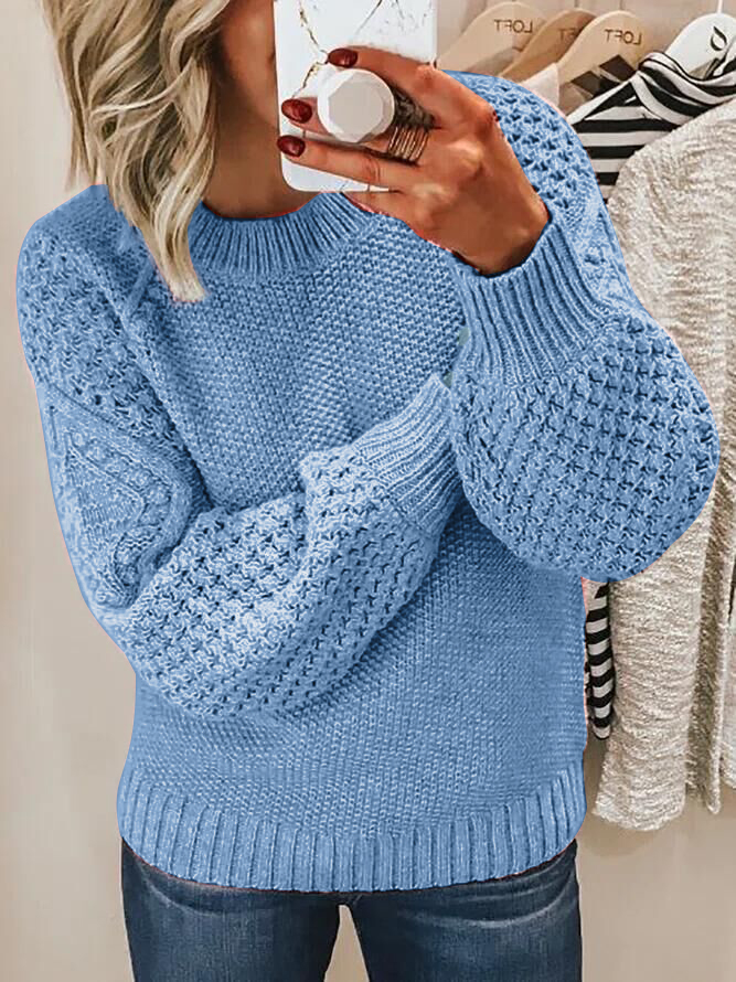 Rundhals jacquardstrikket sweater 
