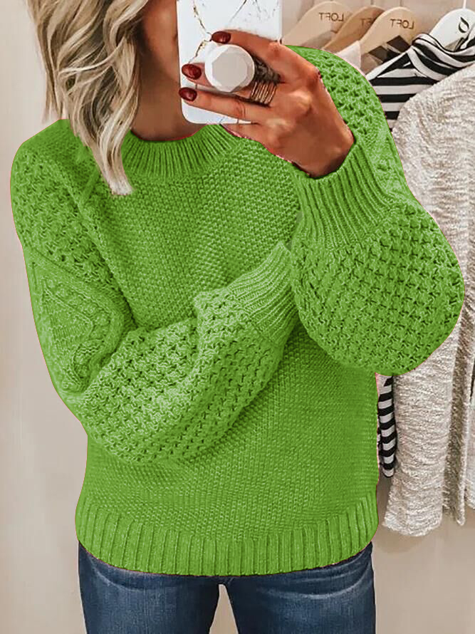 Rundhals jacquardstrikket sweater 