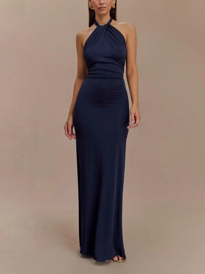 Slinky Halter Maxi-kjole - Navy