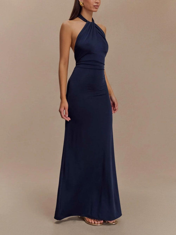 Slinky Halter Maxi-kjole - Navy