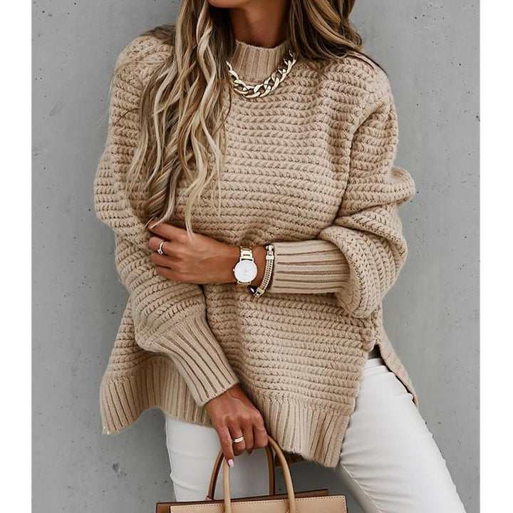 Strikket sweatertop med sidesplit