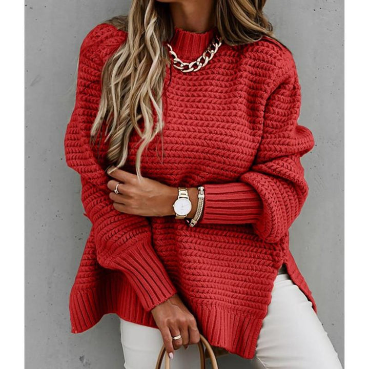 Strikket sweatertop med sidesplit