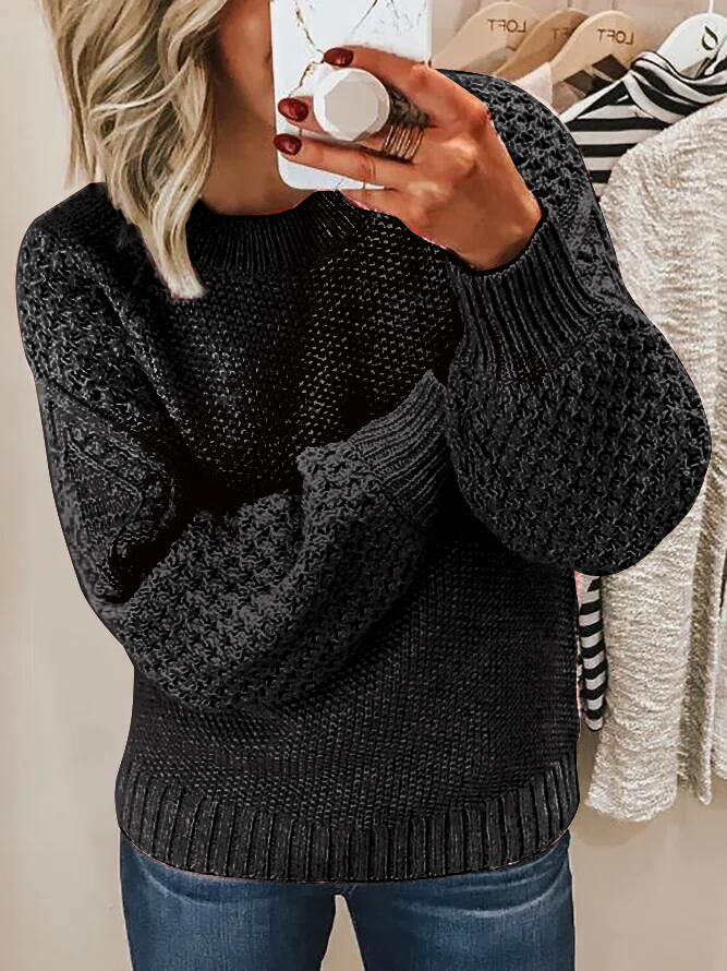 Rundhals jacquardstrikket sweater 