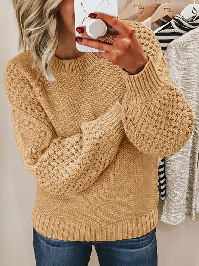 Rundhals jacquardstrikket sweater 