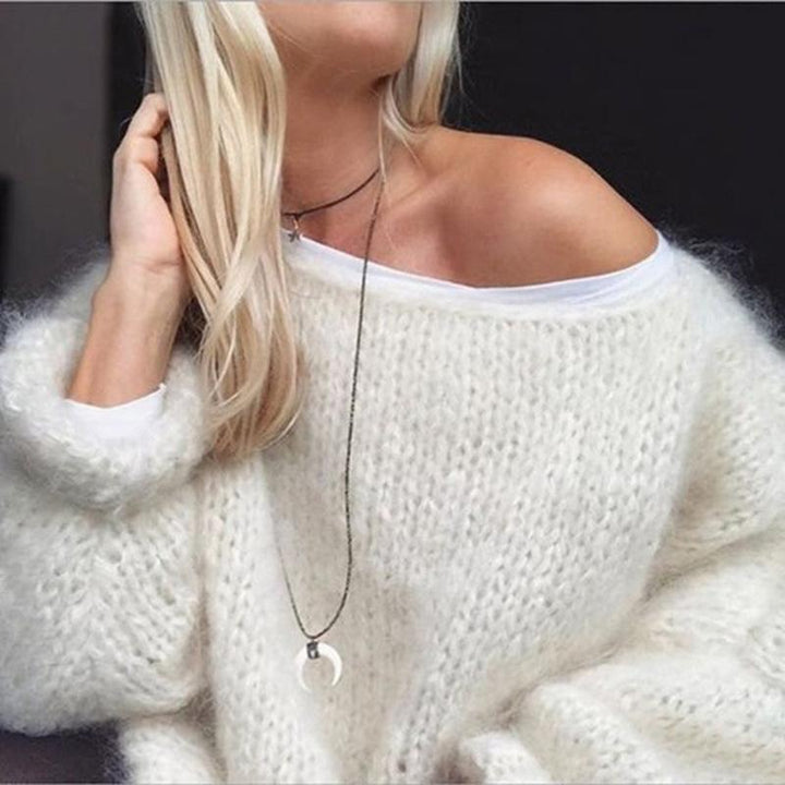 Casual hulstrikket mohair sweater