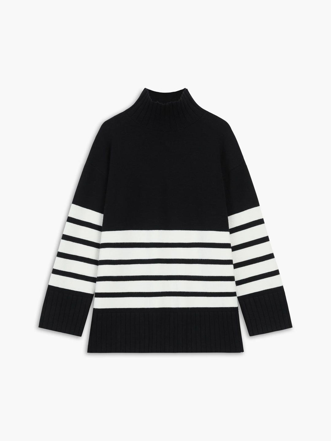 Miss Paris Sweater med høj hals og striber
