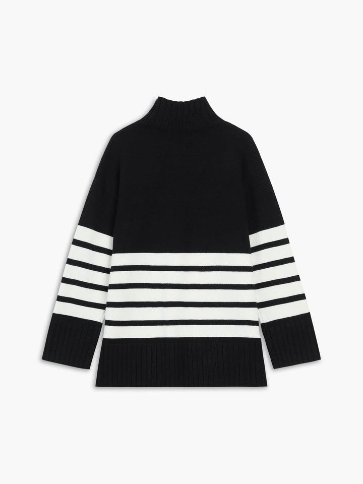 Miss Paris Sweater med høj hals og striber