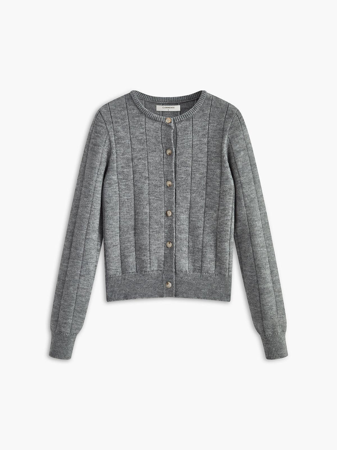 Crew Neck Knappet Blød Cardigan