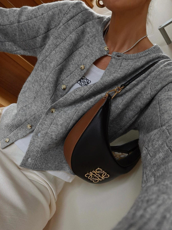 Crew Neck Knappet Blød Cardigan