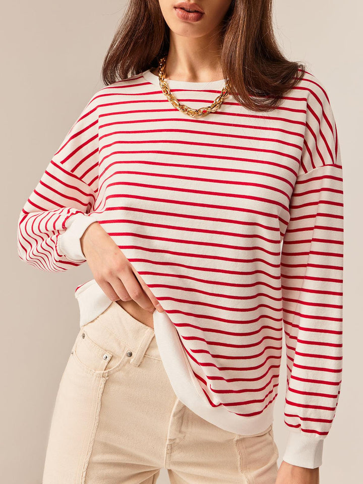 Sweatshirt med kontrastkanter og striber