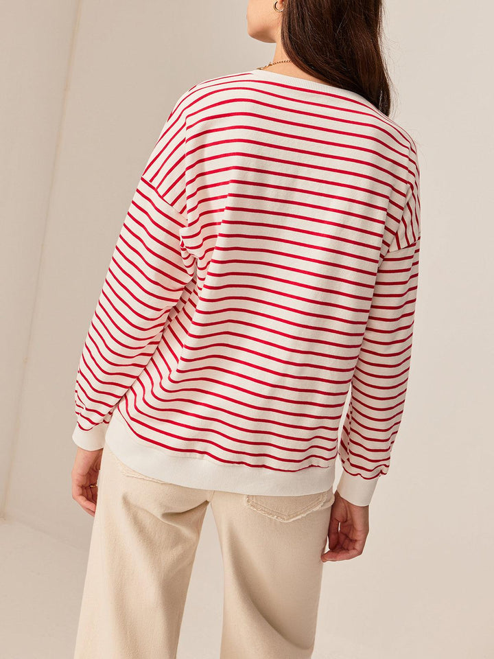 Sweatshirt med kontrastkanter og striber