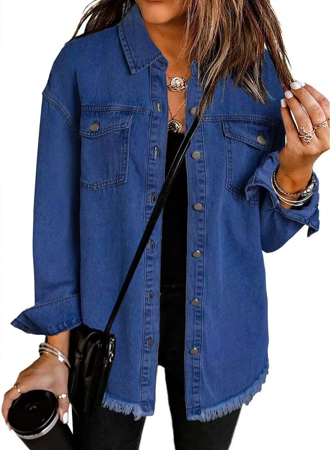 LangærMet Denimjakke Med Lommer