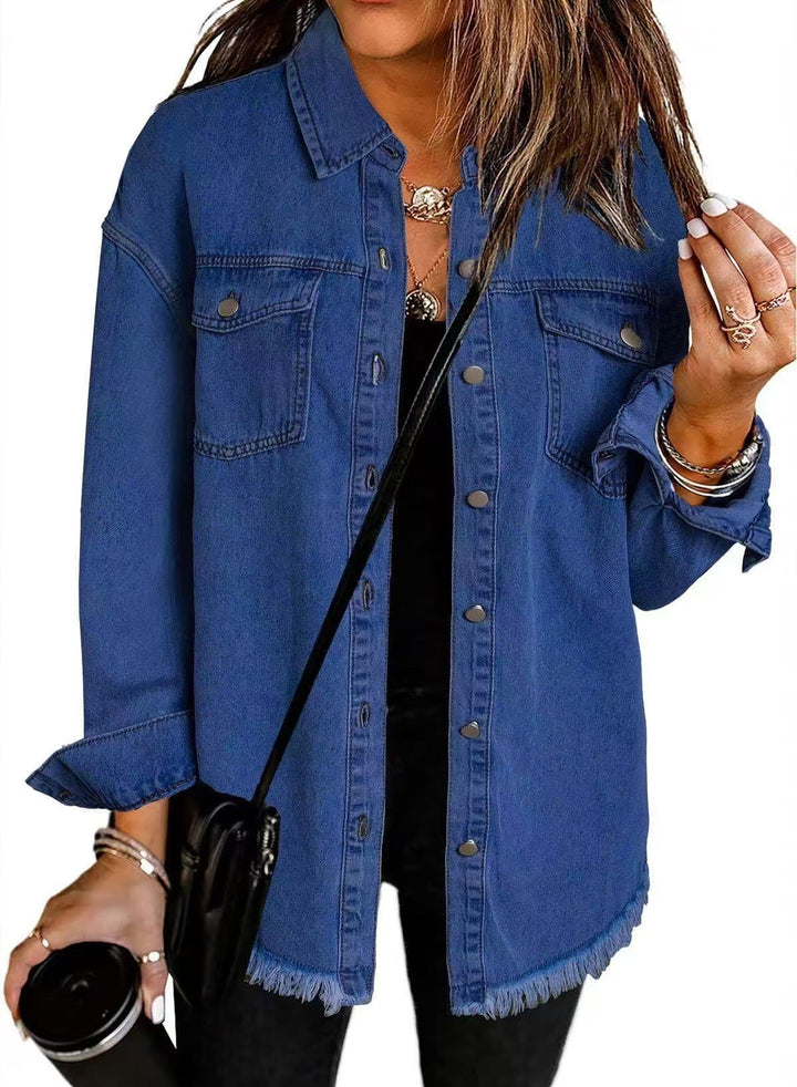 LangærMet Denimjakke Med Lommer