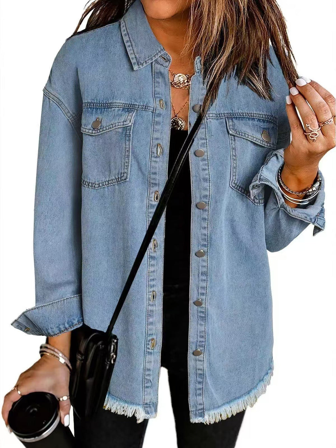 LangærMet Denimjakke Med Lommer