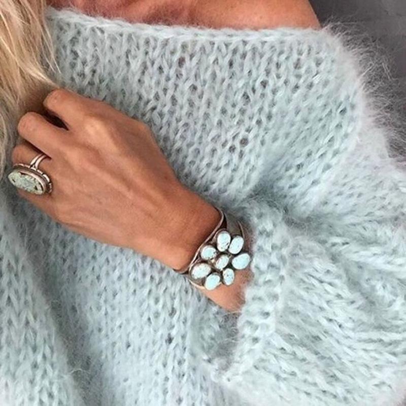 Casual hulstrikket mohair sweater