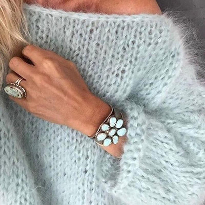 Casual hulstrikket mohair sweater