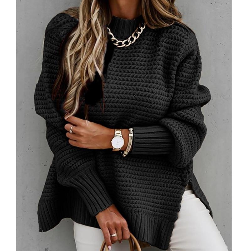 Strikket sweatertop med sidesplit