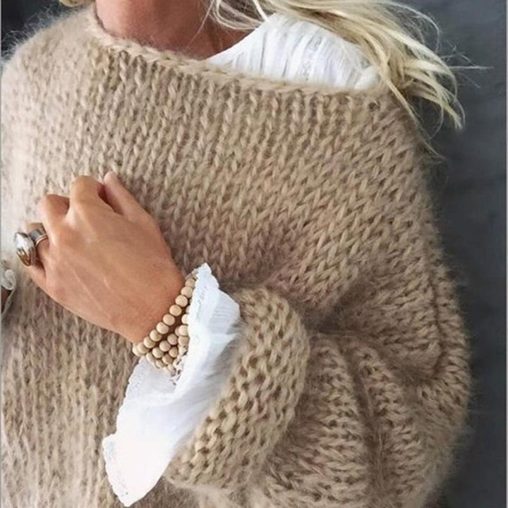 Casual hulstrikket mohair sweater