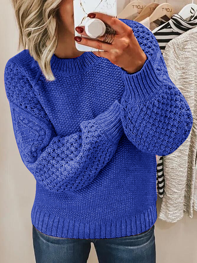 Rundhals jacquardstrikket sweater 