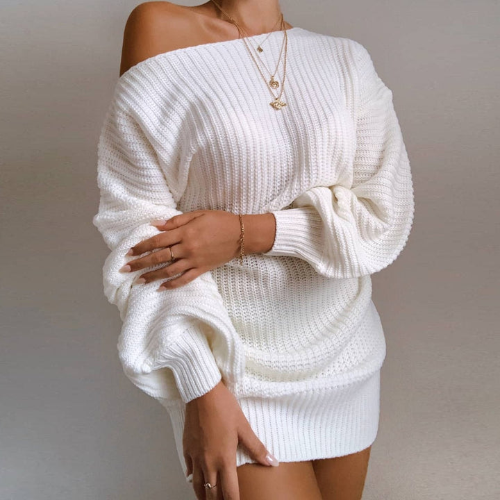 Hverdag off-shoulder strikket kjole